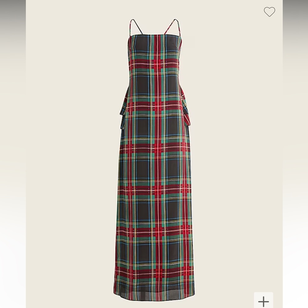 {J.Crew} Stewart Tartan Ruffle Back Silk Dress